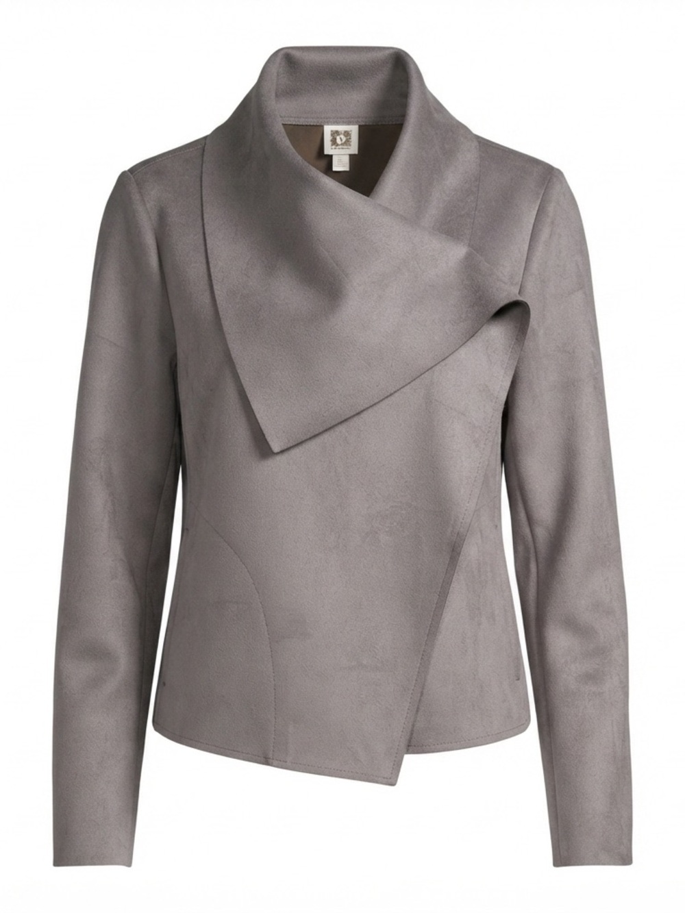 Anne Klein Women's Asymmetric Gray Faux Suede Blazer Jacket  Size S